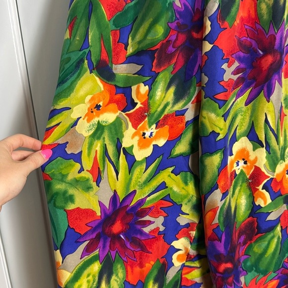 NWT Talbots Vintage 100% Silk Tropical Print Pull On Pants Size Medium - Picture 6 of 14